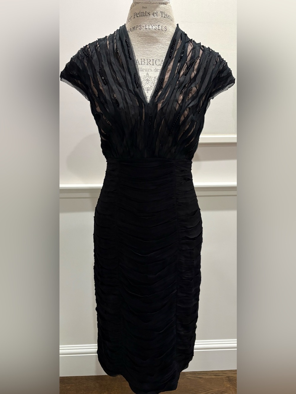 Tadashi Shoji Black Ruched Cocktail Dress